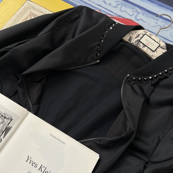 NIGO Valentino Men's Spring And Autumn Rivet Decoration Zipper Solid Color Nylon Long Sleeve Bomber Jacket Ngvp #nigo9926