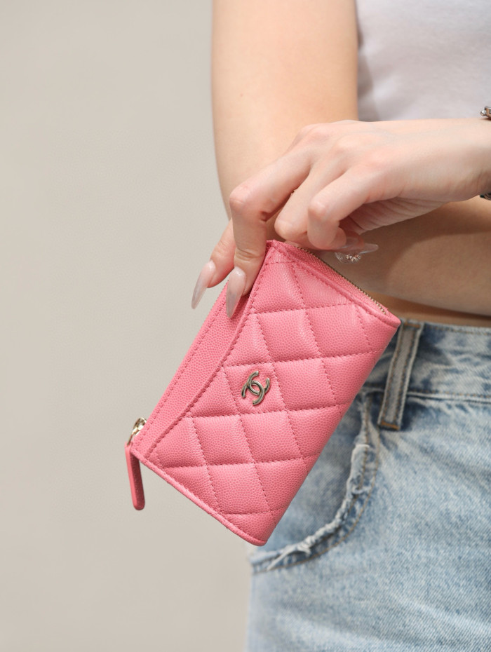 NIGO Chanel Women's Solid Color Card Case Zipper Closure Leather Wallet Coin Purse Bags Bag #nigo71929