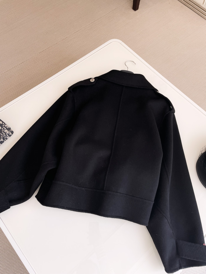 NIGO Dior Women's Spring, Autumn And Winter Wool Blend Solid Color Lapel Double-Breasted Belt Long Sleeve Short Coat Jacket Ngvp #nigo9925