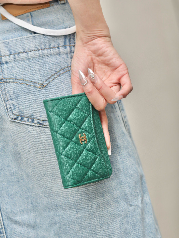 NIGO Chanel Women's Solid Color Card Case Zipper Closure Leather Wallet Coin Purse Bags Bag #nigo71929