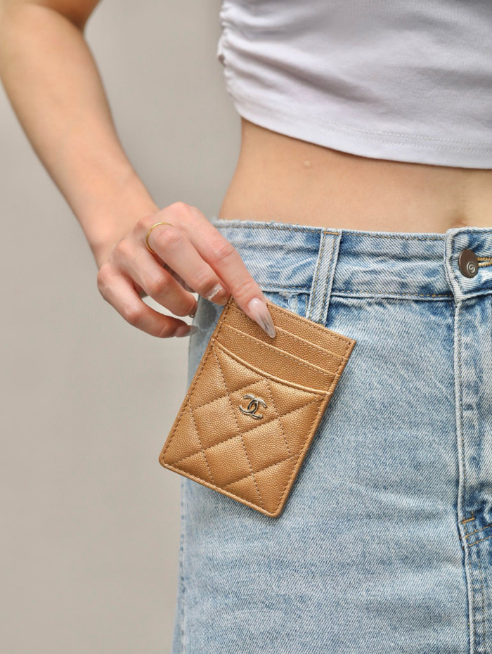 NIGO Chanel Women's Logo Checkered Solid Color Vertical Card Purse Wallet Casual Leather Bags Bag #nigo71927