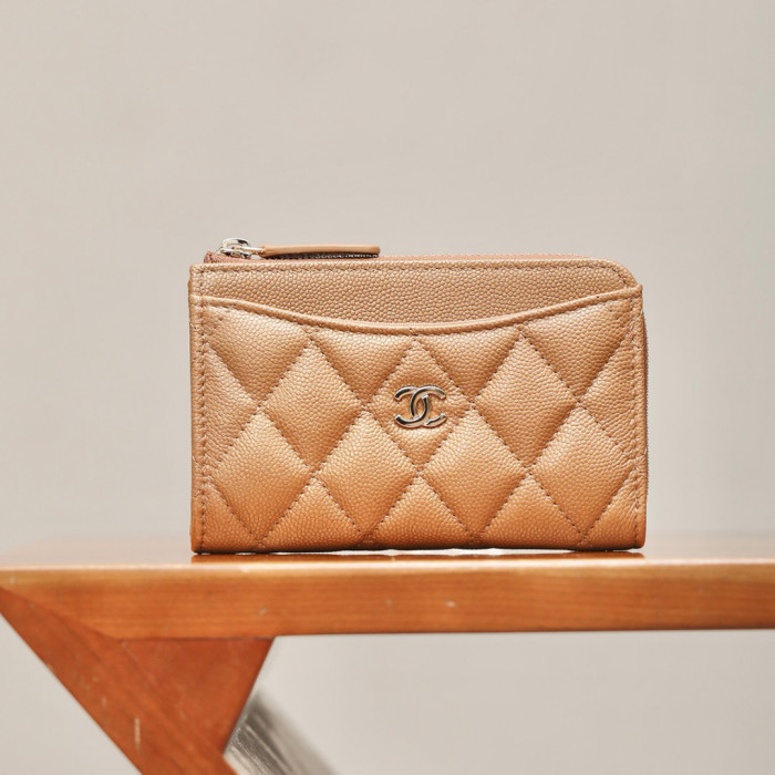 NIGO Chanel Women's Solid Color Card Case Zipper Closure Leather Wallet Coin Purse Bags Bag #nigo71929