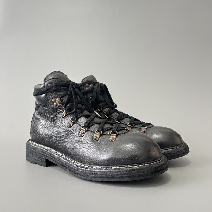 NIGO GUIDI Men's Retro Autumn And Winter Solid Color Round Toe Lace Up Leather Boots Casual Shoes #nigo71928