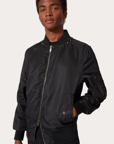NIGO Valentino Men's Spring And Autumn Rivet Decoration Zipper Solid Color Nylon Long Sleeve Bomber Jacket Ngvp #nigo9926
