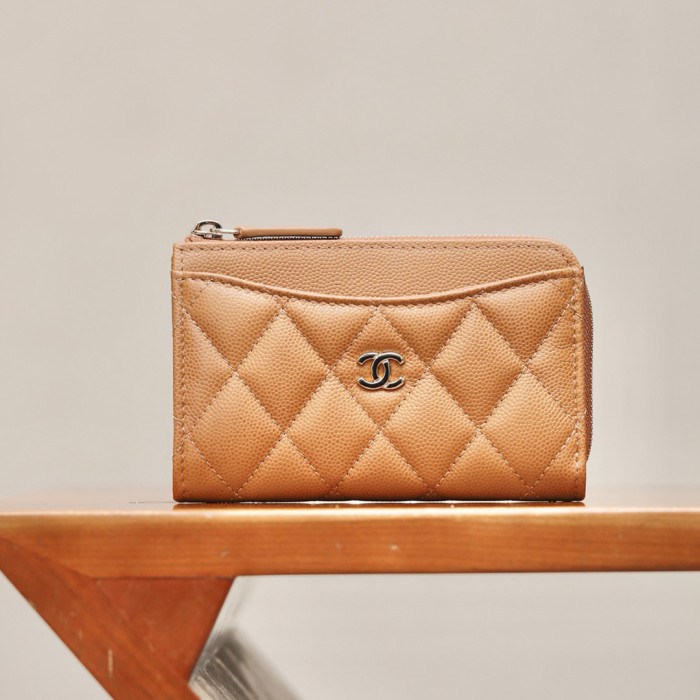 NIGO Chanel Women's Solid Color Card Case Zipper Closure Leather Wallet Coin Purse Bags Bag #nigo71929