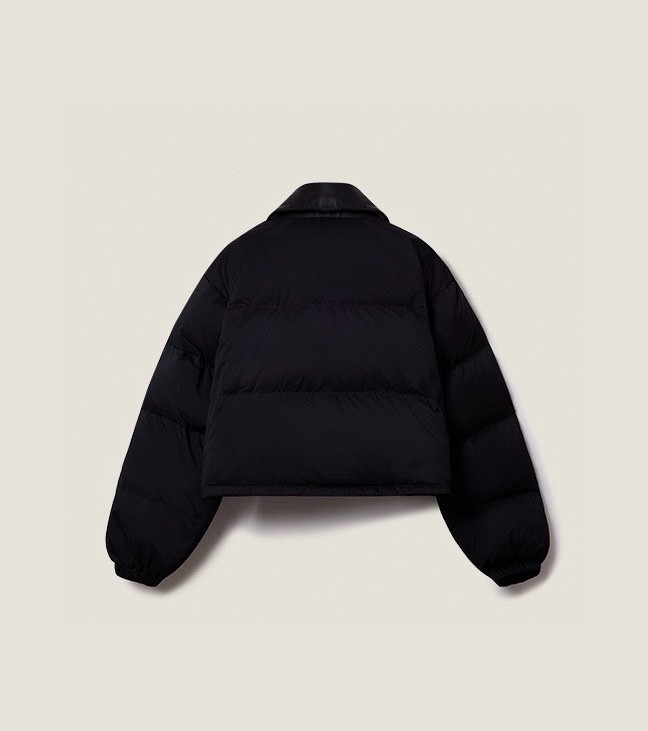 NIGO MiuMiu Women's Autumn And Winter Leather Lapel Short Style Solid Color Long Sleeved Loose Puffer Down Jacket #nigo71939
