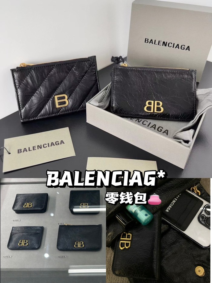 NIGO Balenciaga Women's Retro Old Card Bag Leather Coin Purse Wallet Solid Color Bags #nigo71935