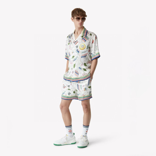 NIGO Casablanca Men's Women's Summer Silk Floral Print Loose Short Sleeved Shirt Casual Drawstring Shorts Ngvp #nigo9927 #nigo337183