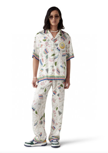 NIGO Casablanca Men's Women's Summer Pattern Printed Silk Casual Trousers Pants Ngvp #nigo9924