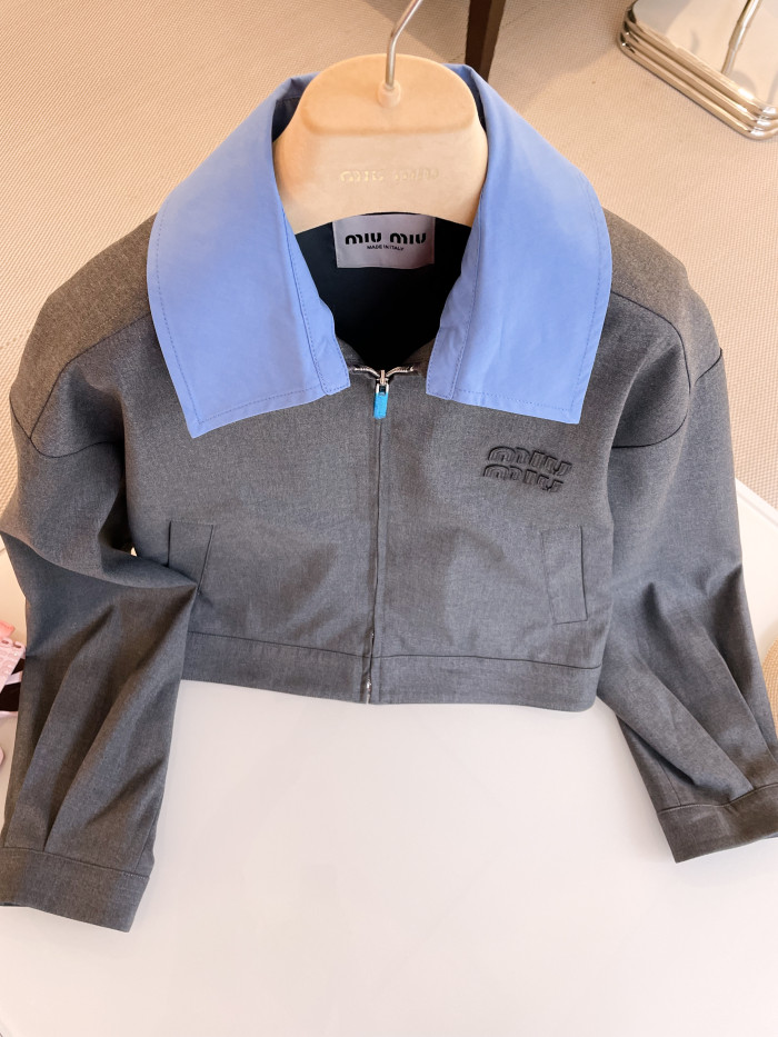 NIGO MiuMiu Women's Spring And Autumn Colorblocking Lapel Zipper Short Blazer Jacket #nigo71938