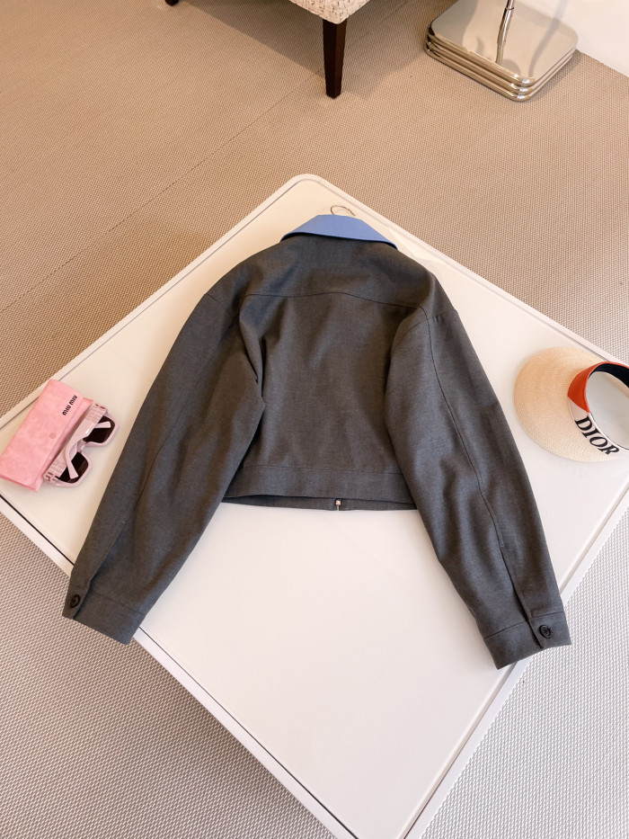 NIGO MiuMiu Women's Spring And Autumn Colorblocking Lapel Zipper Short Blazer Jacket #nigo71938