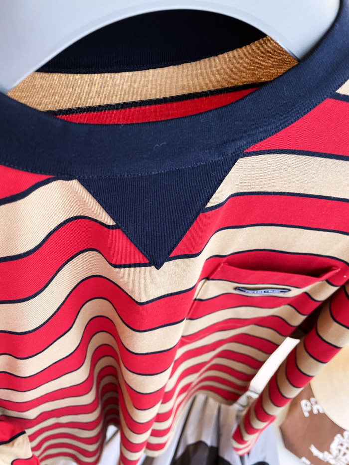 NIGO Prada Women's Spring Logo Embroidery Long Sleeve Striped Lisle Cotton Loose Solid Color T-Shirt #nigo71942