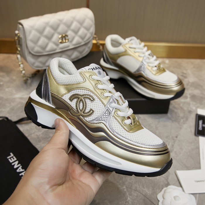 NIGO Chanel Women Men Thick Bottom Colorblocking Breathable Net Fashion Spring Summer Sneakers Trend Logo Strap Casual Shoes #nigo71869