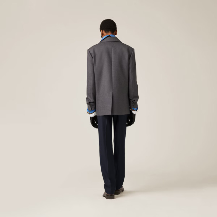 NIGO MiuMiu Women's Spring And Autumn Single-breasted Gabardine Jacket Colorblocked Lapel Wool Fitted Blazer Jacket #nigo71944