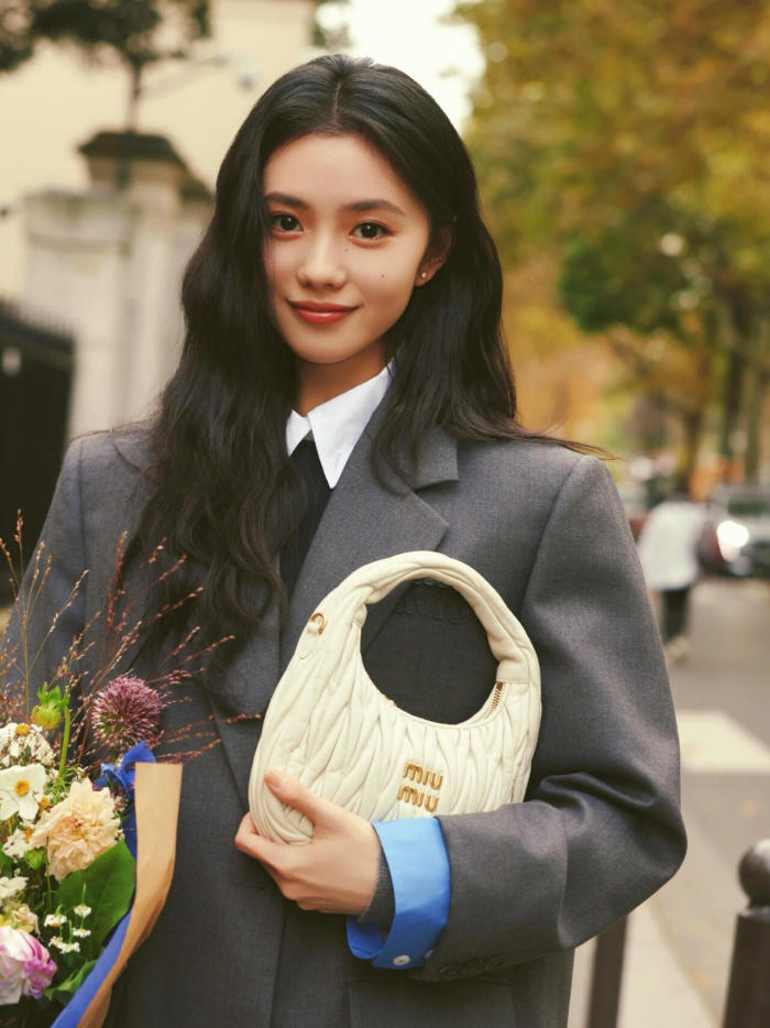 NIGO MiuMiu Women's Spring And Autumn Single-breasted Gabardine Jacket Colorblocked Lapel Wool Fitted Blazer Jacket #nigo71944