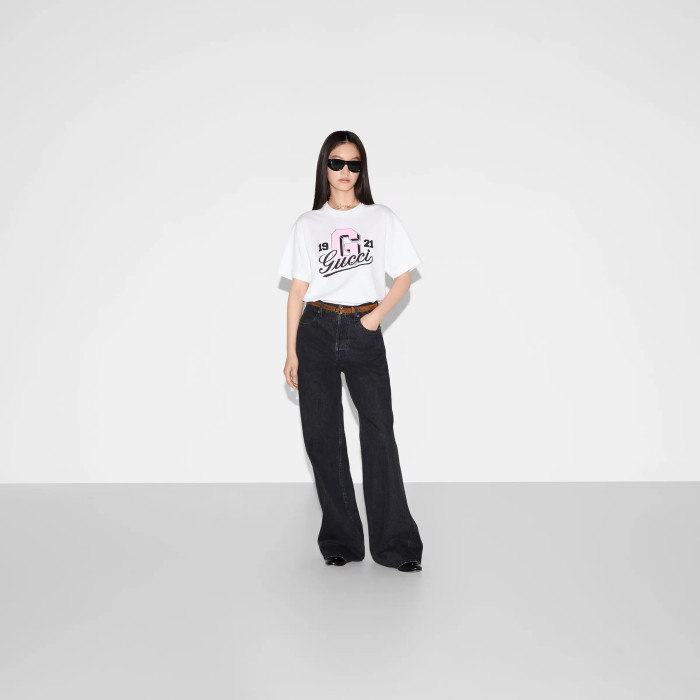 NIGO Gucci Women's Summer Printed Knit Round Neck Cotton Short Sleeve Solid Color T-Shirt #nigo71945