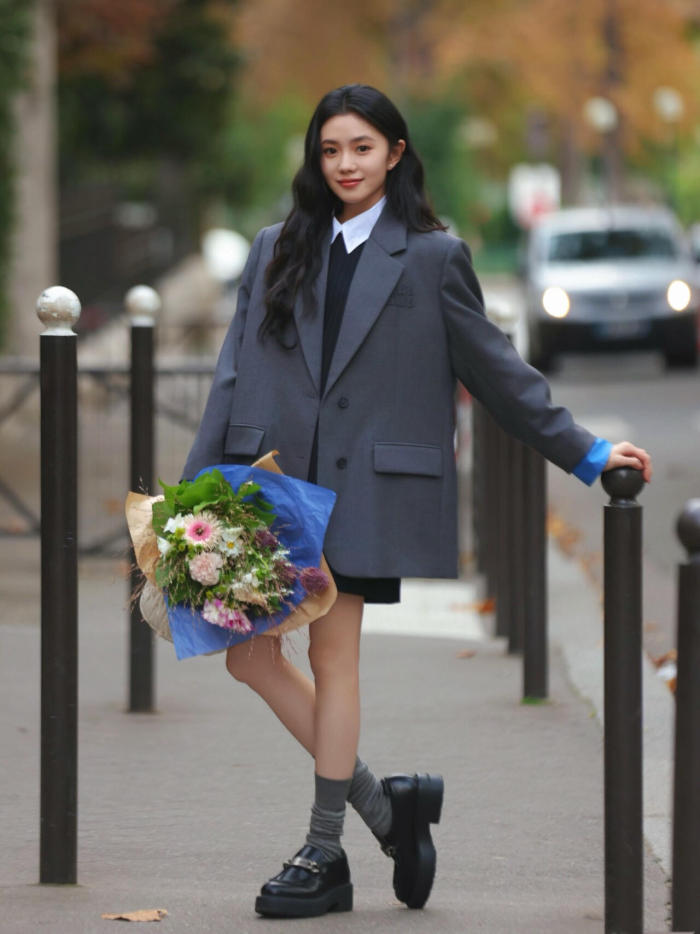 NIGO MiuMiu Women's Spring And Autumn Single-breasted Gabardine Jacket Colorblocked Lapel Wool Fitted Blazer Jacket #nigo71944