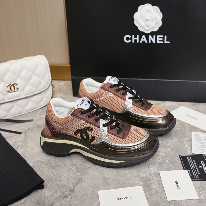 NIGO Chanel Women Men Thick Bottom Colorblocking Breathable Net Fashion Spring Summer Sneakers Trend Logo Strap Casual Shoes #nigo71869