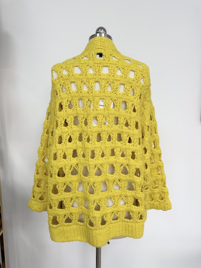 NIGO Chanel Women‘s Spring and Autumn Solid Color Skeleton Knit V-Neck Long Sleeve Jacket #nigo75196