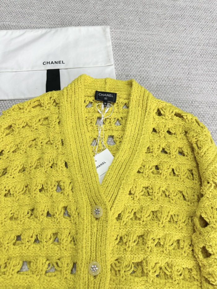 NIGO Chanel Women‘s Spring and Autumn Solid Color Skeleton Knit V-Neck Long Sleeve Jacket #nigo75196