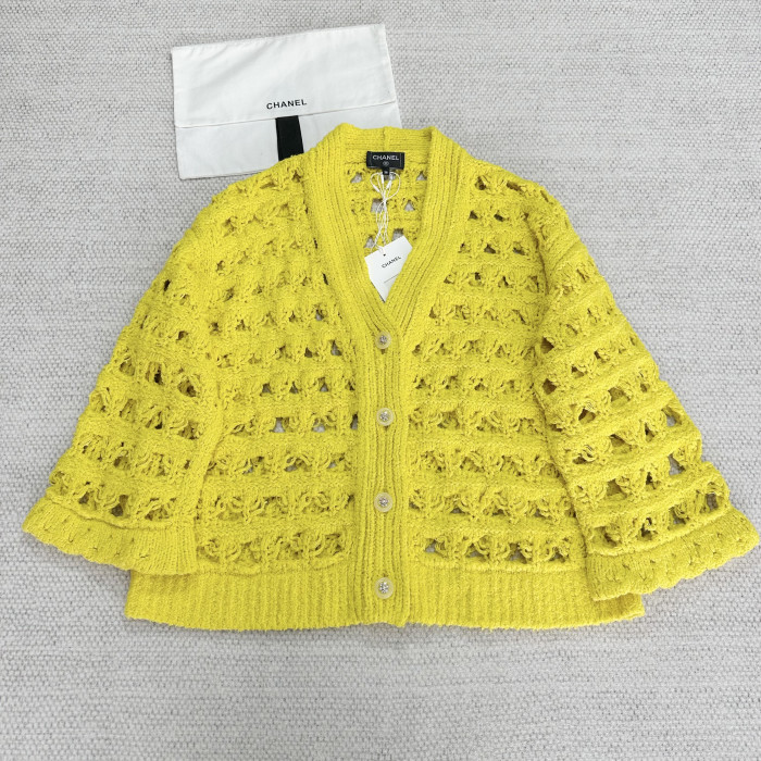 NIGO Chanel Women‘s Spring and Autumn Solid Color Skeleton Knit V-Neck Long Sleeve Jacket #nigo75196