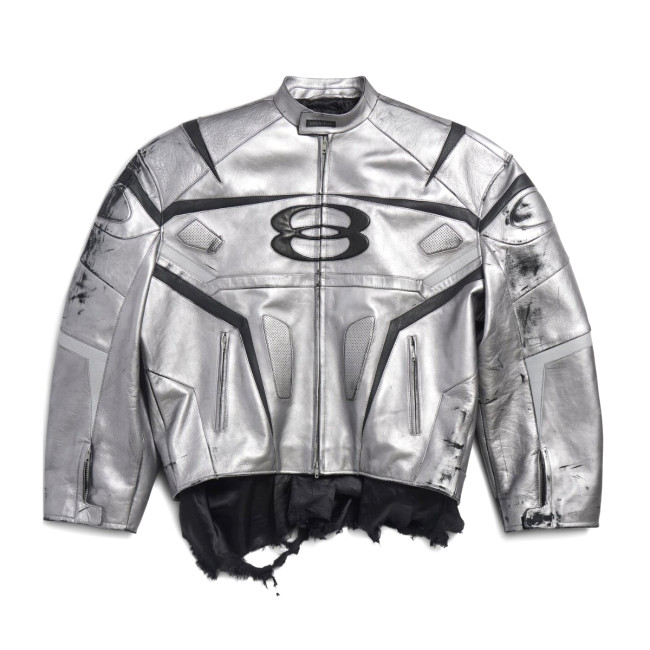 NIGO Balenciaga Men's Autumn and Winter Solid Color Irregular Shape Round Neck Zipper Long Sleeve Leather Jacket #nigo75194