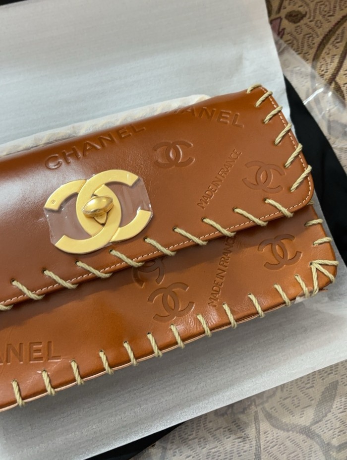 NIGO Chanel Vintage CF Women's Solid Color Cowhide Embossed Print Woven Shoulder Crossbody Bag Bags #nigo75198