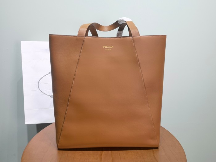NIGO Prada Men's Letter Logo Printed Solid Color Leather Shopping Bag Shoulder Tote Bags #nigo75222