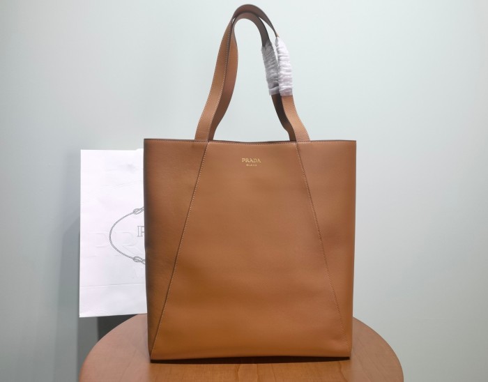 NIGO Prada Men's Letter Logo Printed Solid Color Leather Shopping Bag Shoulder Tote Bags #nigo75222