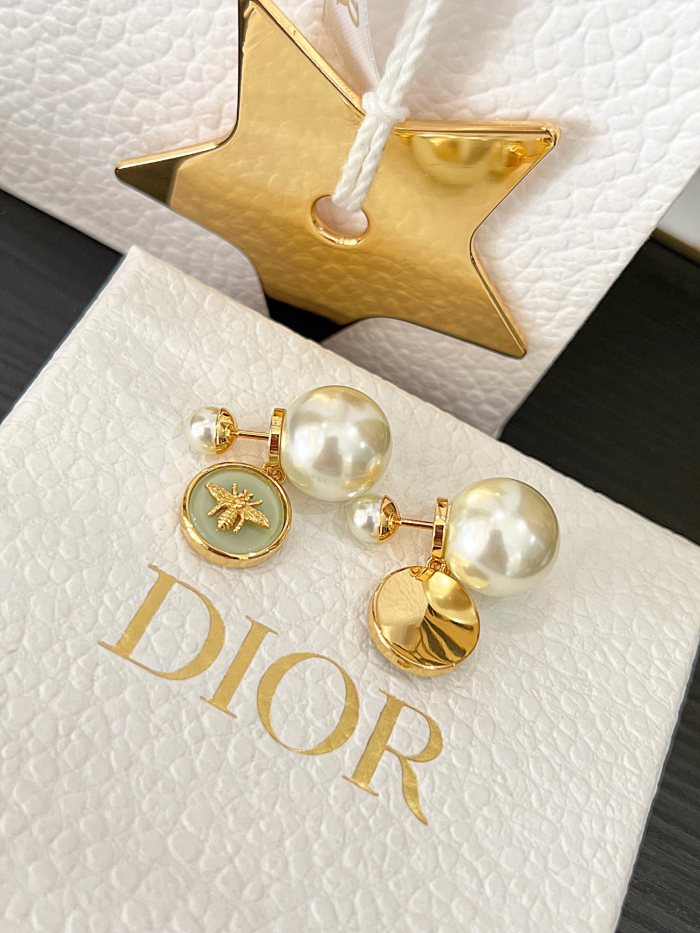 NIGO Dior Tribales Women's Asymmetric Pattern Resin Beads Dangle Metal Earrings Jewelry #nigo75213