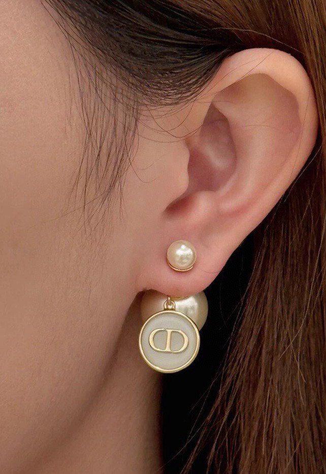 NIGO Dior Tribales Women's Asymmetric Pattern Resin Beads Dangle Metal Earrings Jewelry #nigo75213