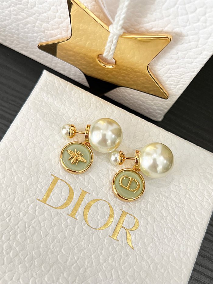 NIGO Dior Tribales Women's Asymmetric Pattern Resin Beads Dangle Metal Earrings Jewelry #nigo75213