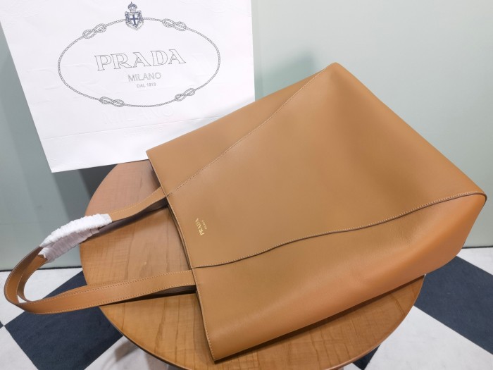 NIGO Prada Men's Letter Logo Printed Solid Color Leather Shopping Bag Shoulder Tote Bags #nigo75222