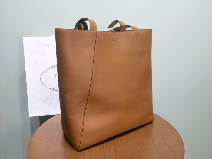 NIGO Prada Men's Letter Logo Printed Solid Color Leather Shopping Bag Shoulder Tote Bags #nigo75222