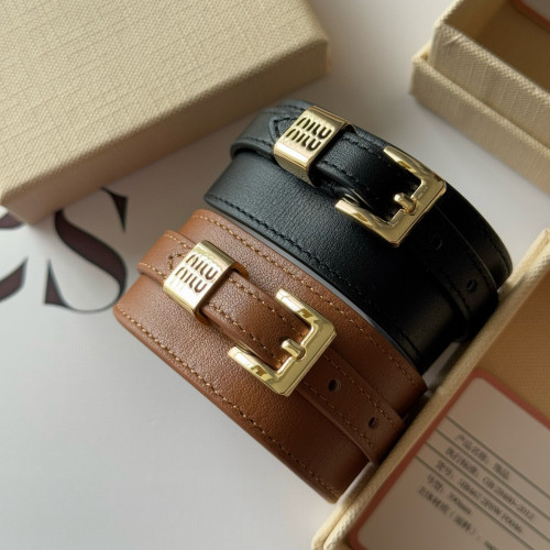 NIGO MiuMiu Women's Solid Color Letter Printed Leather Bracelet Jewelry #nigo75216