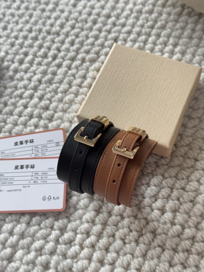 NIGO MiuMiu Women's Solid Color Letter Printed Leather Bracelet Jewelry #nigo75216