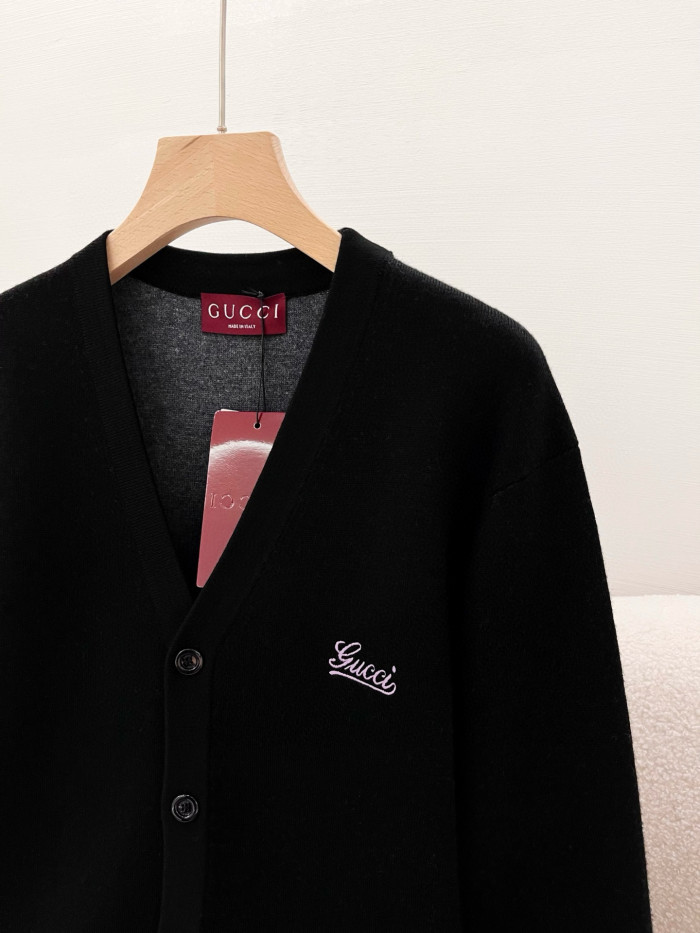 NIGO Gucci Men's Spring And Fall Embroidered Double Layer V-neck Single Breasted Long Sleeved Knit Jacket #nigo74247