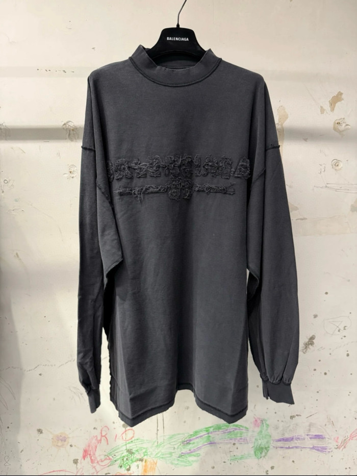 NIGO Balenciaga Men's Summer Applique Embroidery Letter Print Round Neck Solid Color Long Sleeve T-Shirt #nigo75234
