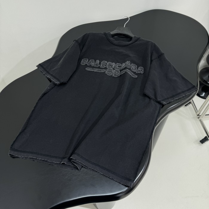 NIGO Balenciaga Men's Summer Applique Embroidery Letter Print Round Neck Solid Color Short Sleeve T-Shirt #nigo75233