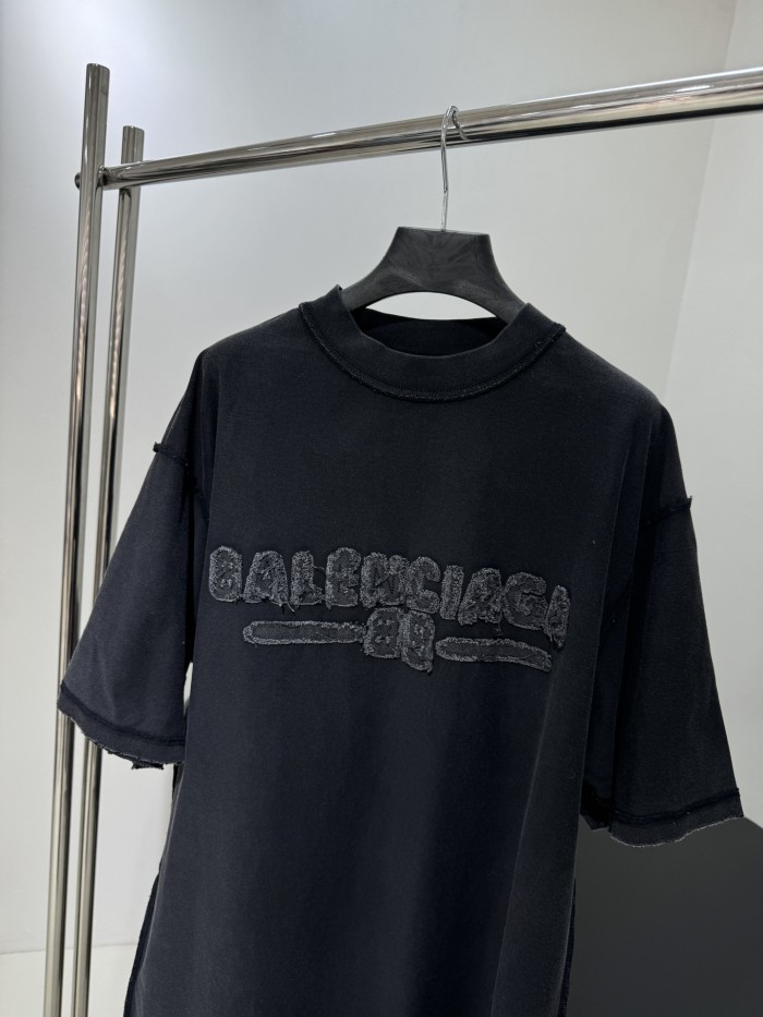 NIGO Balenciaga Men's Summer Applique Embroidery Letter Print Round Neck Solid Color Short Sleeve T-Shirt #nigo75233