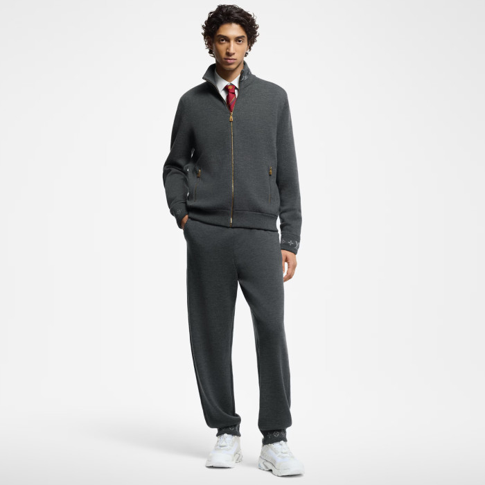 NIGO Louis Vuitton Men's Spring Solid Color Printed Zipper Stand Collar Long Sleeve Jacket Drawstring Casual Pants Set Suit #nigo75237