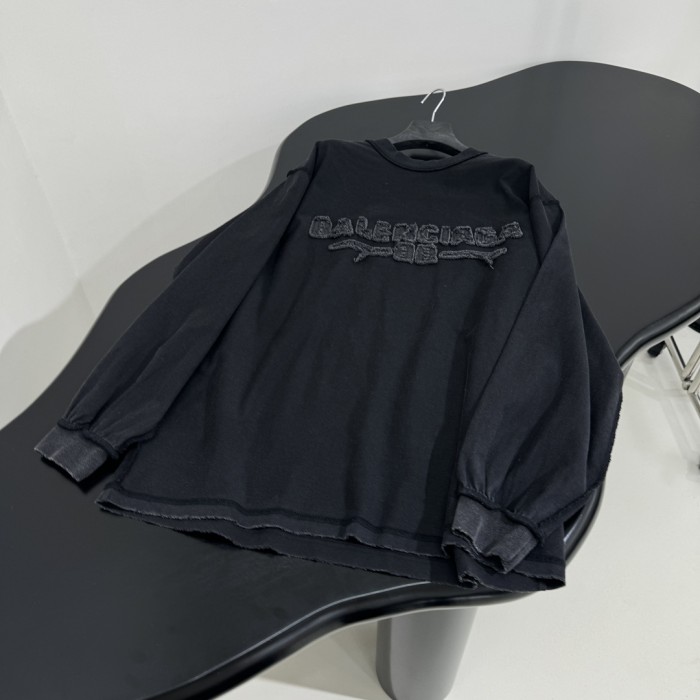 NIGO Balenciaga Men's Summer Applique Embroidery Letter Print Round Neck Solid Color Long Sleeve T-Shirt #nigo75234