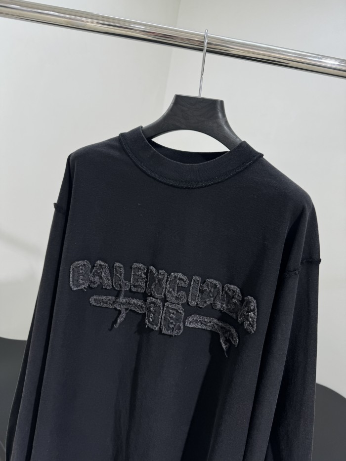 NIGO Balenciaga Men's Summer Applique Embroidery Letter Print Round Neck Solid Color Long Sleeve T-Shirt #nigo75234