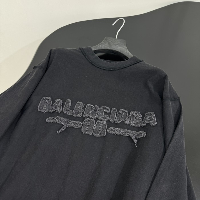NIGO Balenciaga Men's Summer Applique Embroidery Letter Print Round Neck Solid Color Long Sleeve T-Shirt #nigo75234