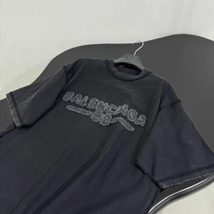 NIGO Balenciaga Men's Summer Applique Embroidery Letter Print Round Neck Solid Color Short Sleeve T-Shirt #nigo75233