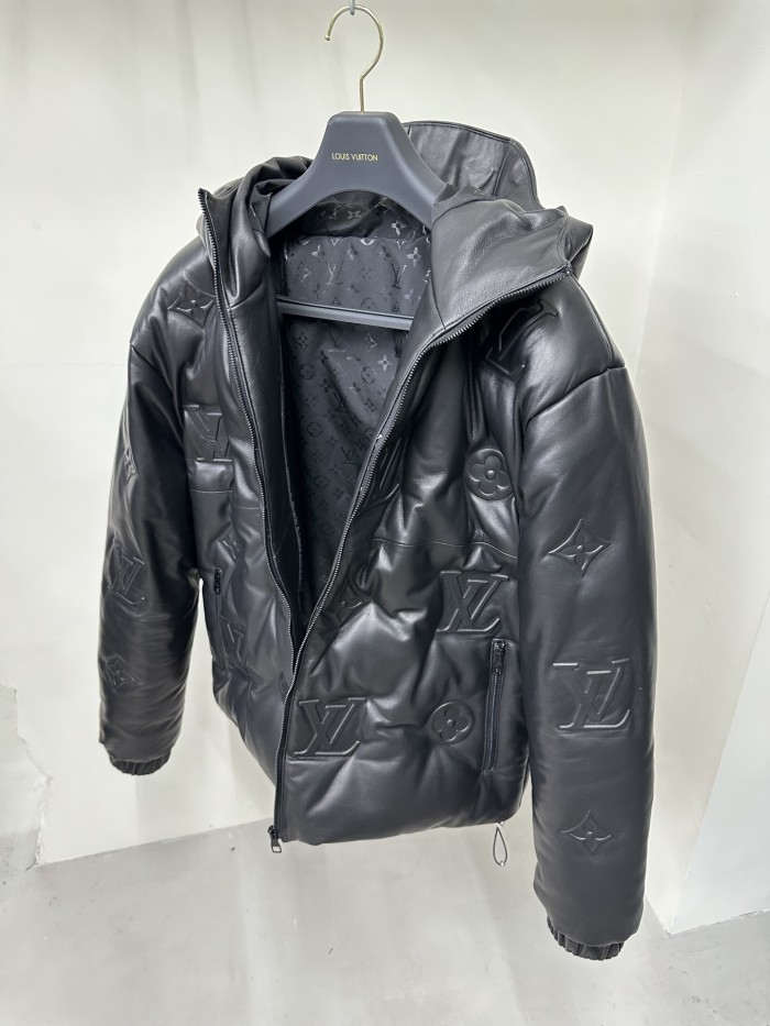 NIGO Louis Vuitton Men's Autumn and Winter Solid Color Embossed Printed Hooded Zipper Long Sleeve Puffer Down Jacket #nigo75245