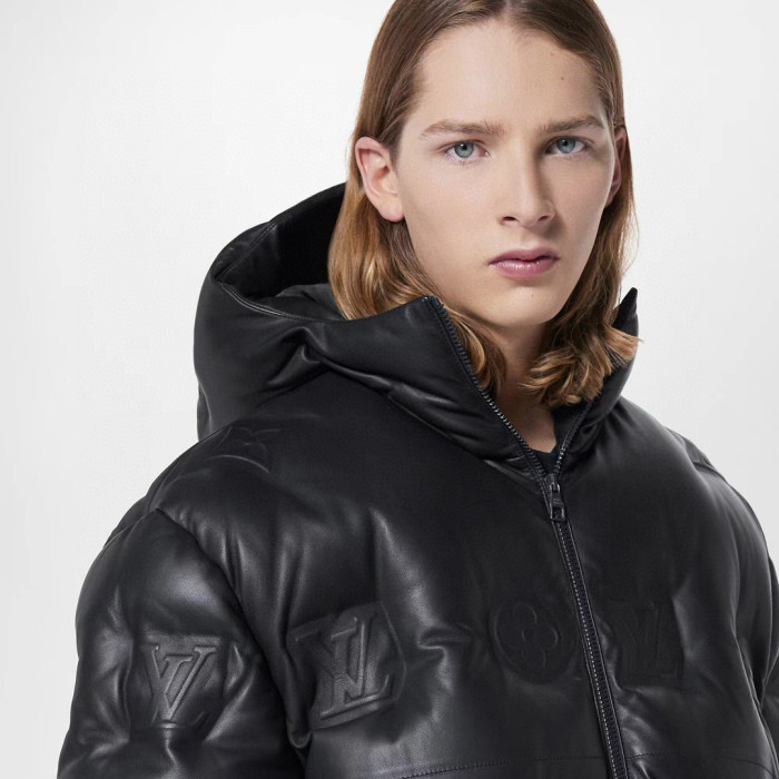 NIGO Louis Vuitton Men's Autumn and Winter Solid Color Embossed Printed Hooded Zipper Long Sleeve Puffer Down Jacket #nigo75245