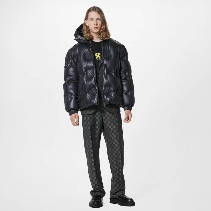 NIGO Louis Vuitton Men's Autumn and Winter Solid Color Embossed Printed Hooded Zipper Long Sleeve Puffer Down Jacket #nigo75245