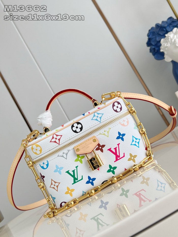 NIGO Louis Vuitton Lv X Tm Vanity Chain Pouch Women's Detachable Chain Colorful Printed Zipper Closure Coated Canvas Shoulder Crossbody Handbag Bag Bags #nigo75242