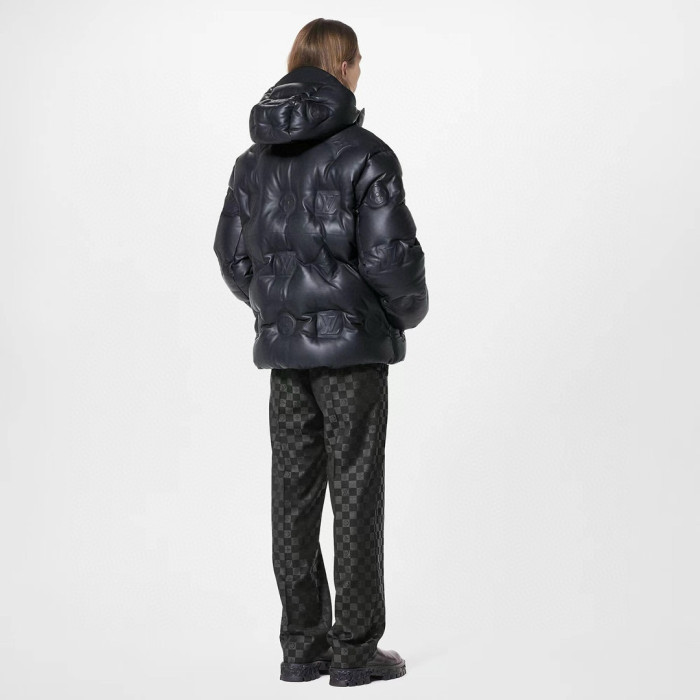 NIGO Louis Vuitton Men's Autumn and Winter Solid Color Embossed Printed Hooded Zipper Long Sleeve Puffer Down Jacket #nigo75245